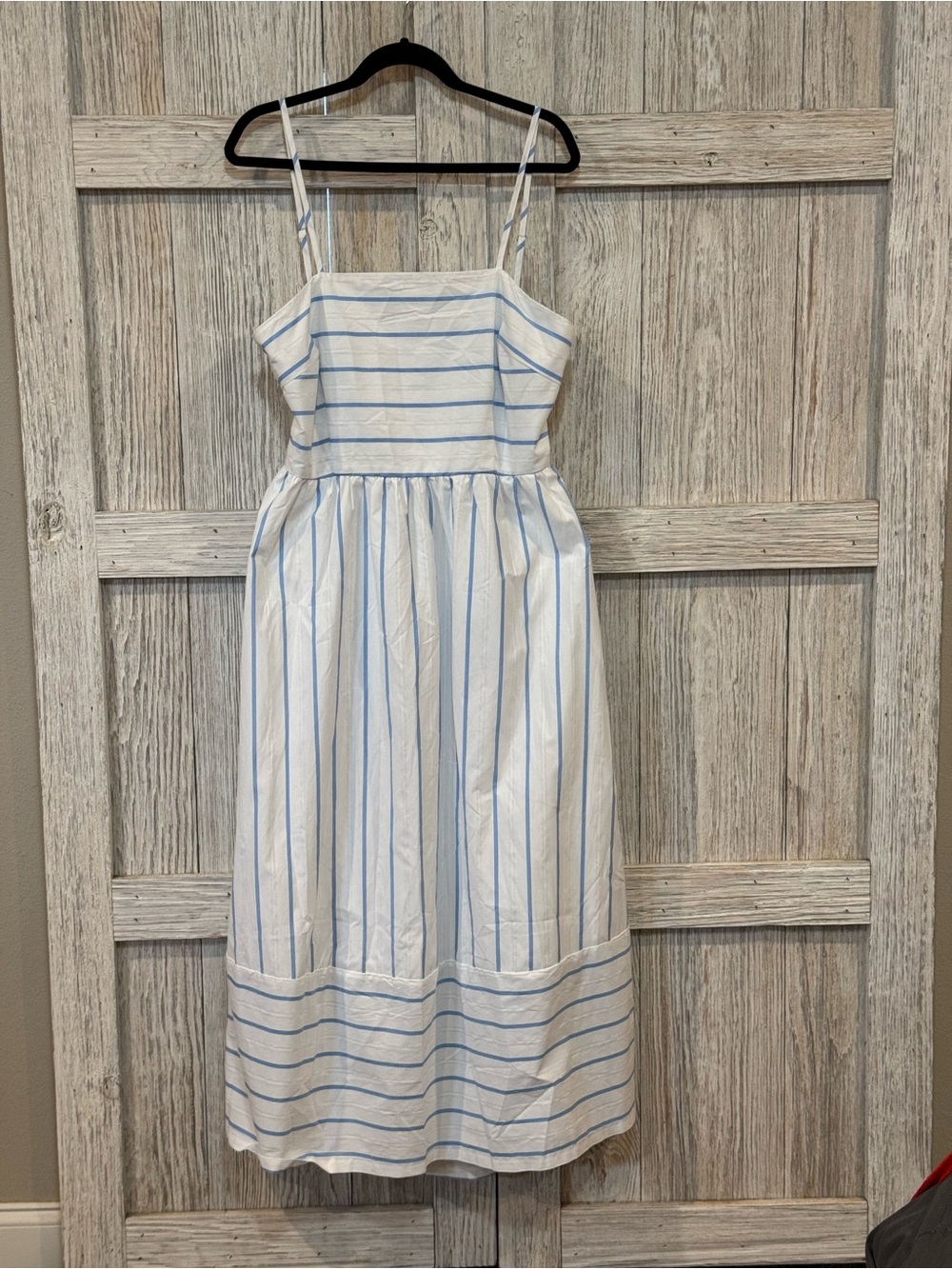 Chou Yatou White Maxi Dress with Light Blue Stripes Sz XXL. NWT